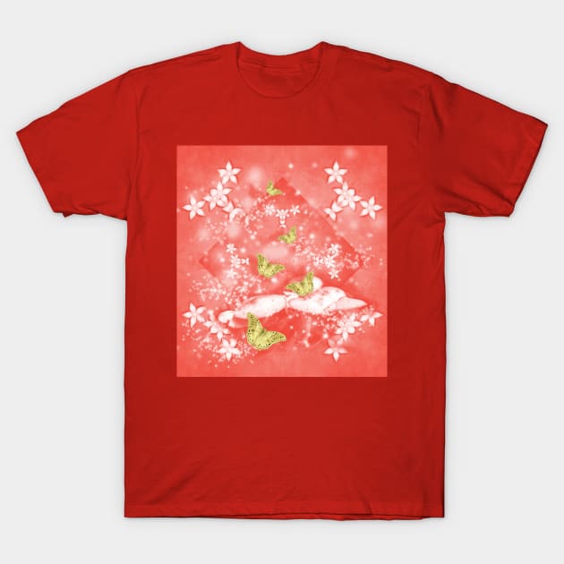 Magical toadstools and gold butterflies T-Shirt by hereswendy
